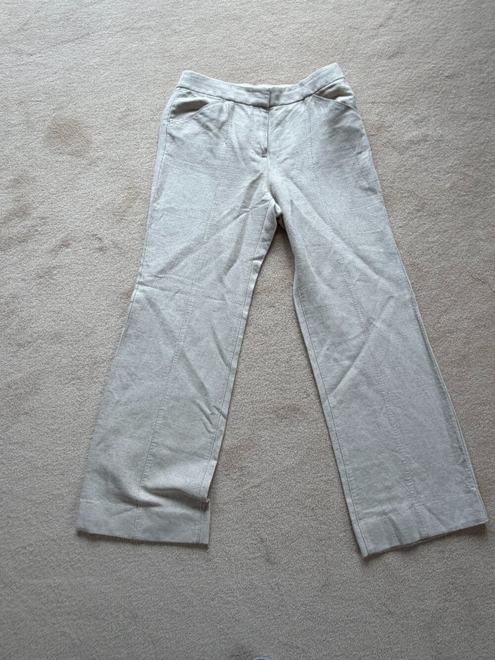 6P J Crew Beige Linen Cotton Blend Pants excellent condition